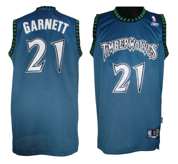 NBA Minnesota Timberwolves 21 Kevin Garnett Throwback Blue Jersey